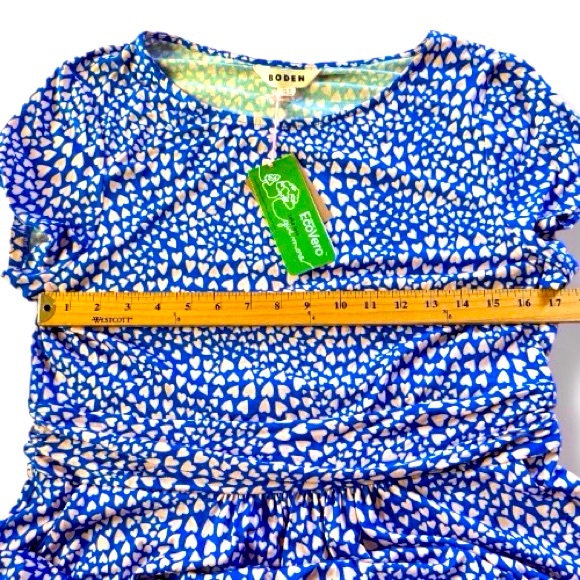 BODEN Amelie Jersey Dress Gallery Blue, Heart Cluster NWT Size 12 - Picture 9 of 12